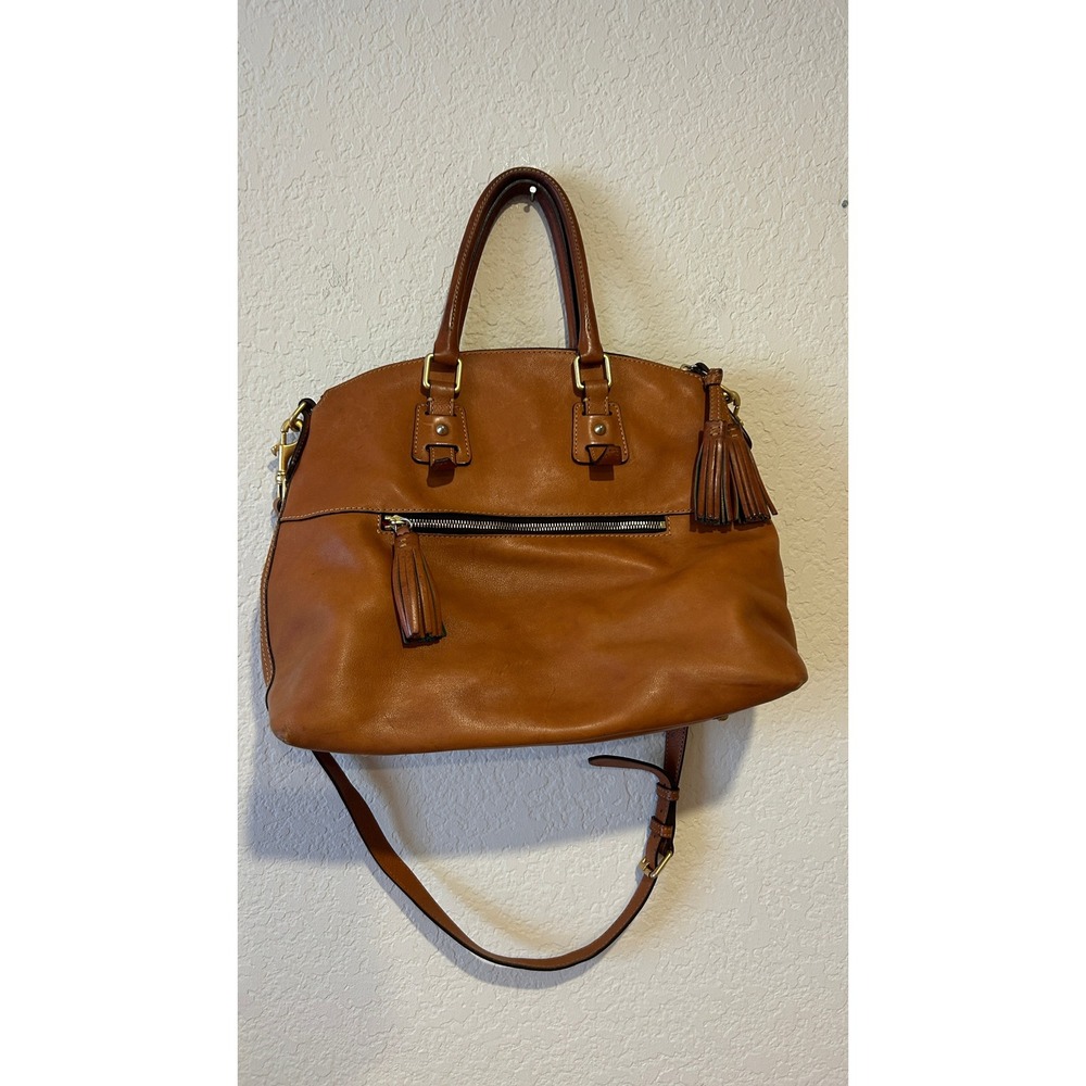 Dooney & Bourke Florentine Clayton Satchel Chestnut Leather Crossbody Handbag - Picture 10 of 16